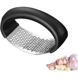 Prensa de Ajos de Acero Inoxidable, Exprimidor de Ajos, Picador de Ajos Con Mango Ergonómico, Herramienta de Cocina.(Negro)