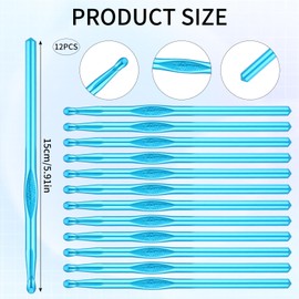 7mm Crochet Hook 12 PCS Large Crochet Hooks Aluminum Bulk Knitting Needle for DIY Craft Yarn Weave Beginners Women Adults
