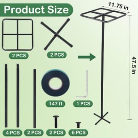 2 Pcs Dragon Fruit Trellis, Dragon Fruit Plant Trellis, 47.5 Inch Metal Garden Plant Climbing Support with Wide Stretch Ties for Outdoor Vertical Gardens Vining Plants