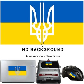 Ukrainian Flag Trident Vinyl Decal Sticker Car Window Wall Laptop Glory to Ukraine Trizub (3 x 1.5 ) Yellow blue