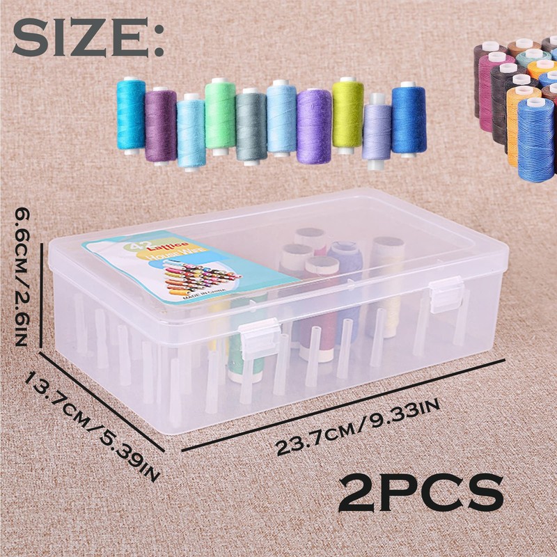 TogtherKings Sewing Thread Box, 2 Pieces Sewing Thread Storage, Embroidery