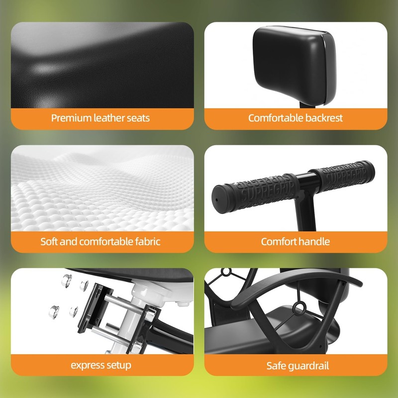 Rear Child Bike Seat for Family Rides – Adjustable Backrest,