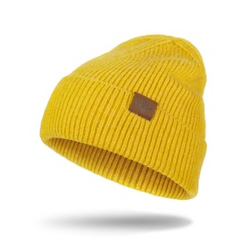 Knit Beanie for Men, Stretchy Soft Warm Daily Cuffed Winter Hats, Unisex Comfortable Wooly Beanie Gifts for Men/Him/Dad, Ginger Yellow