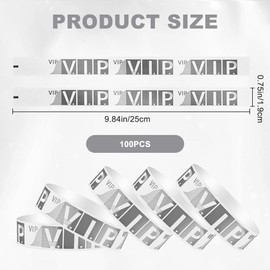 CREATCABIN 100Pcs VIP Armbands Event Bracelets Bulk Waterproof Lightweight Paper Wristbands Badges Event Admission Identification Arm Hand Labels Indexes for Events Party Clubs Concert Music Silver