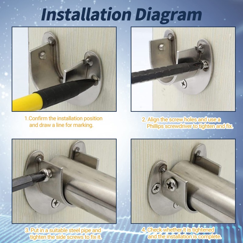 MroMax Stainless Steel Closet Rod End Supports, Wardrobe Pole Sockets