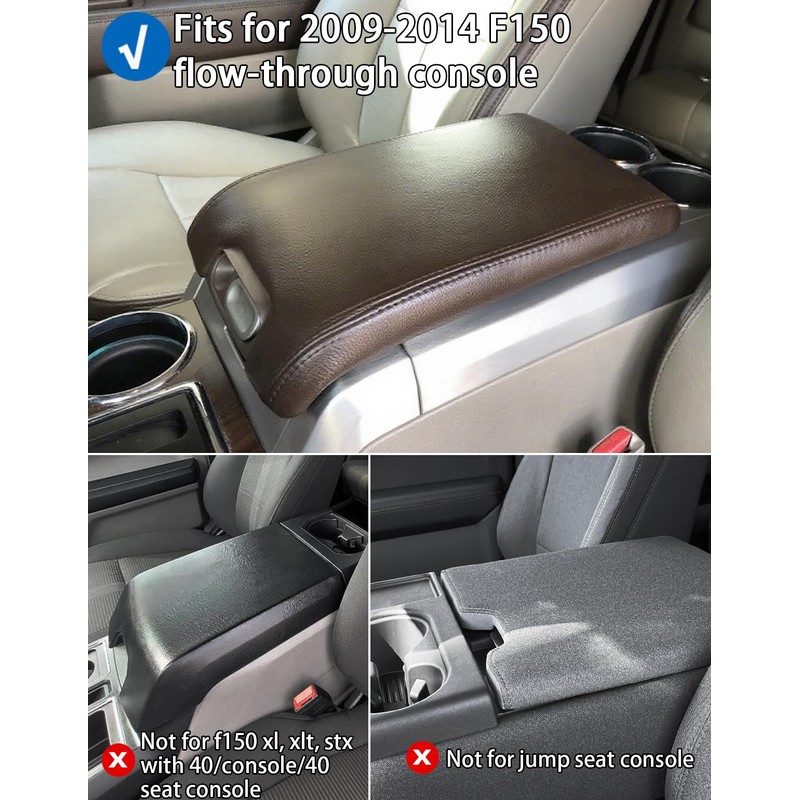 BystralX Center Console Cover Nappa Leather Armrest Cover Compatible with