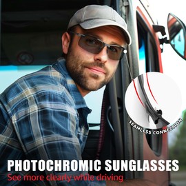 Myiaur Polarised Sunglasses, Self-tinting Men's Cycling Glasses, UV400 Protection for Driving Glasses with Photochromic Lenses