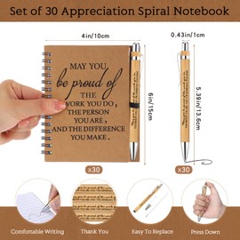 Honoson 30 Sets Employee Appreciation Gifts, Employee Appreciation Notebook with Ballpoint Pen Mini Spiral Inspiration Notebook Thank You Bulk Christmas Gift for Employee Coworker Teacher, Brown