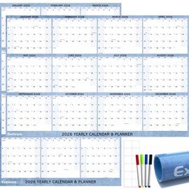 2026 Wall Calendar 32" x 48", Large Rolled Wet & Dry Erase Wall Calendar 12 Month, Yearly Laminated Calendar, Reversible Annual Planner, Horizontal/Vertical, with Julian Dates