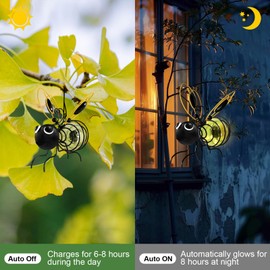 Evolux Solar Outdoor Bee Lights for Garden - Hanging Bee Lights Statues for Lawn, Patio, Balcony, Yard Ornament Cut Housewarming Gifts(10 pcs)