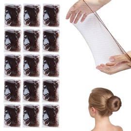 Fidqiog 15 Pcs Hair Net for Bun, Invisible Brown Hair Nets for Bun Maker, Elastic Edge Mesh Hairnet for Ballet Sleeping Kitchen Gymnastics Dance