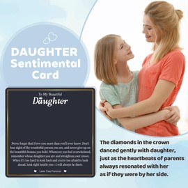 EPIRORA Daughter Gifts from Mom Dad, Silver Crown CZ Pendant Charm Necklace Gifts for Women Girls, Birthday Graduation Wedding Day Mothers Day Gift To My Daughter Necklace, Unique Presents Ideas