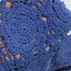 KEPSWET Cotton Handmade Crochet Lace Table Runner Blue Rectangle Coffee