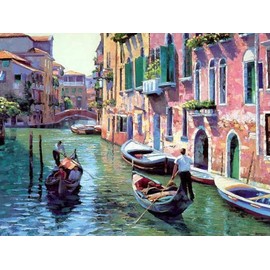 Awesocrafts Painting by Numbers Venice Canal, Italy Landscape 40 x 50 cm DIY Oil Painting for Adults Children (without Frame)