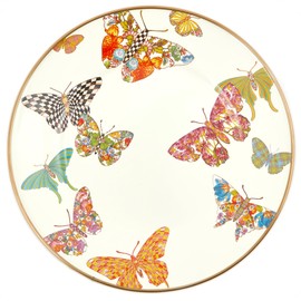MACKENZIE-CHILDS Enamel Salad and Dessert Plate, Small Plate for a Dessert or Appetizer Dish, 8 Inches, Butterfly Garden