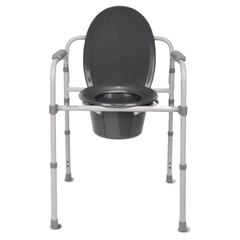 EQUATE Bedside Toilet Commode, Equate Steel Foldable 3-in-1 400 lb