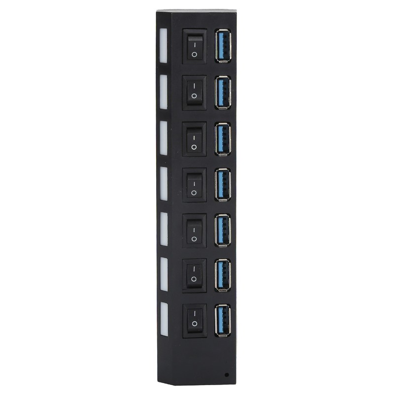 USB Hub 3.0 7‑Port High Speed Splitter Individual Switches Power