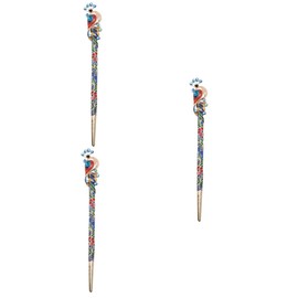 FOMIYES 3pcs Hairpin Hair Fork Sticks Chinese Hair Sticks Hair Sticks for Hair Womens Hair Clips Metal Hair Clips for Women Metal Hair Stick Women Hair Fork Miss Hanfu Alloy Peacock