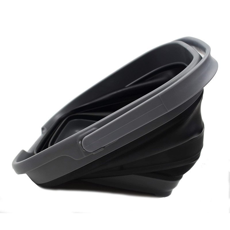 SAMMART 10L (2.6 gallon) Collapsible Rectangular Handy Basket/Bucket (Grey/Black, 1)