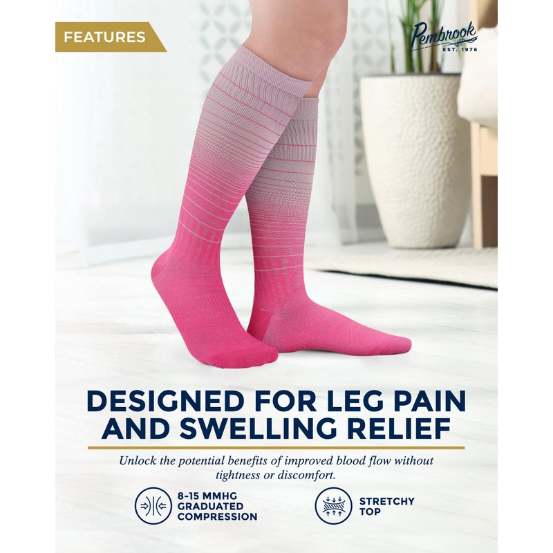 Pembrook Bamboo Viscose Light Compression Socks - 3 Pairs |