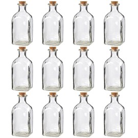 Juvale 6 oz Clear Glass Bottles with Corks, Vintage Potion Vases for Flowers, Crafts, Decor (12 Pack)