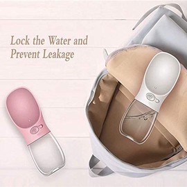 Botella de agua para perros de viaje con calidad alimentaria ABS para perros pequeños, color rosa