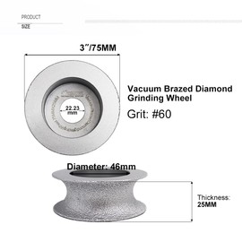 SHDIATOOL 3 Inch Profile Hand Diamond Wheel Height 25mm Half-Round Edge Grinding for Stone Marble Granite Rock