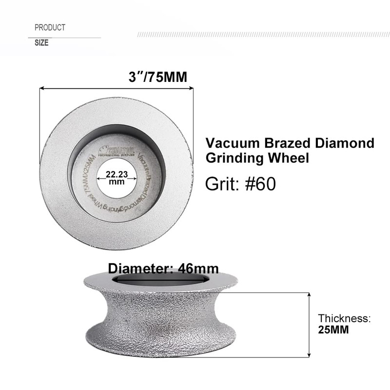 SHDIATOOL 3 Inch Profile Hand Diamond Wheel Height 25mm Half-Round