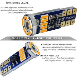 Gorromp LED Roof Cab Marker Lights Bulbs for 2000-2024 F150 F250 F350 F450 F550 Super Duty Amber LED Front Top Clearance Marker Lamps Bulbs