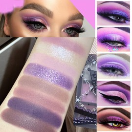 9 Colors Matte Nude Purple Shimmer Gold Dark Brown Colorful Eyeshadow Palette Matte Shimmer Korean Natural Eye Shadow palettes Highly Pigmented Naturing-Looking Long Lasting (#Dark Night Purple)