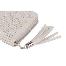 styleBREAKER Designer Purse with All-Over Rhinestone Detailing and Tassels, Women 02040028, Colour:Beige