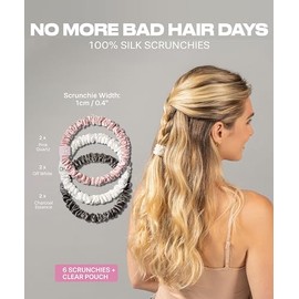 Colorado Home Co Sundaysilks™ Lujosos Scrunchies De Seda De Morera Para Mujeres Y Niñas | Antideslizantes, Corbatas Sedosas Para Cabello Natural, Riza