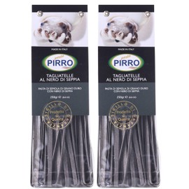 Pasta Pirro Tagliatelle Black Squid Ink Pasta from Italy 8.8 oz. (250g)(Pack of 2) Cuttlefish Ink - Similar to Mafalda - Fettuccine - Pappardelle - Nero Di Seppia - Durum Wheat Semolina - Slow Dried