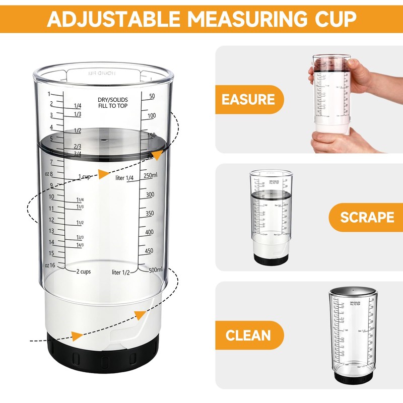 6 Pcs Adjustable Measuring Set Includes 1 Push Up Cup