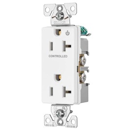 Eaton 6352CHW Half Control Decora Duplex Commercial Specification Grade Receptacle, 20 Amp - 125V, White