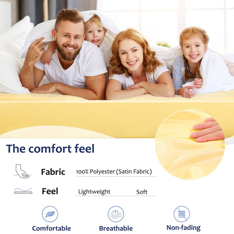 sourcing map Satin Fitted Sheet, Solid Silky 12" Deep Pocket
