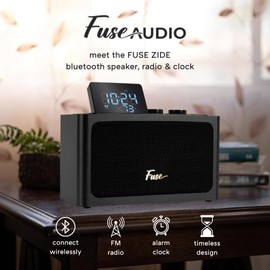 Fuse Zide Vintage Alarm Clock Radio | FM Radio Speaker with Bluetooth | Built-in Microphone | Adjustable LCD Screen | Mid Century Modern Style