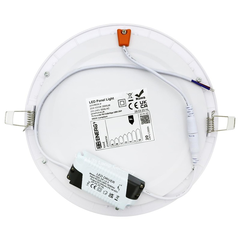 Recessed LED Ceiling Panel Light Round 20w Cool White 6500k