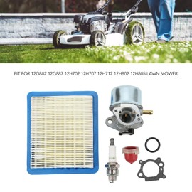 CHICIRIS Lawnmower Carburettor, Lawn Mower Replacement Parts, Aluminum Lawnmower Carburetor with Gasek Air Filter for 12G882 12G887 12H702 12H707 12H712 12H802 12H805
