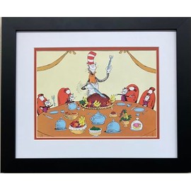 Dr. Seuss Cat in the Hat Thanksgiving Dinner NEW FRAMED ART
