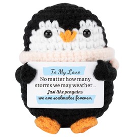 Love Gifts for Her Crochet Penguin Anniversary Gift for Him, I Love You Present Girlfriend Boyfriend Birthday Romantic Cute Wedding Gifts for Husband Wife Valentines Day Gift With Love Christmas Stock