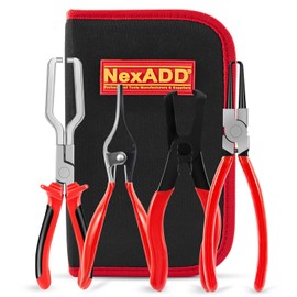Electrical Disconnect Pliers 4Pcs for Cars, Fuel Line Pliers Set 4Pcs | Hose Remover | 9 Inch Fuel Filter Caliper | Hose Pipe Clamp Clip | 80 Degree Disconnect Set with Case