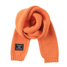 PESAAT Winter Scarf for Kids Cotton Toddler Scarves for Girls Boy Children Knit Neck Warmer Autumn 3-15 Years (Orange)