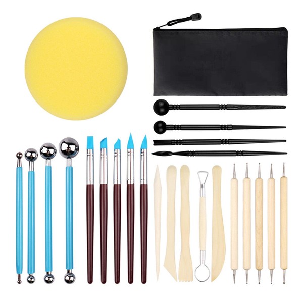 Divono 25pcs Polymer Clay Tools,Sculpting Tools,Wooden Modelling Tools,Pottery Tools,Suitable for Professionals and Beginners,Used to Make Pottery and Clay Sculptures