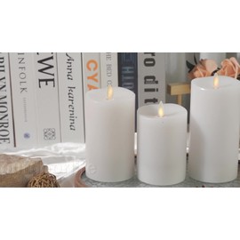 Luminara 2pcs Luminara Flameless white Pillar Wax Candles with Remote Moving Wick 3"x5.5"