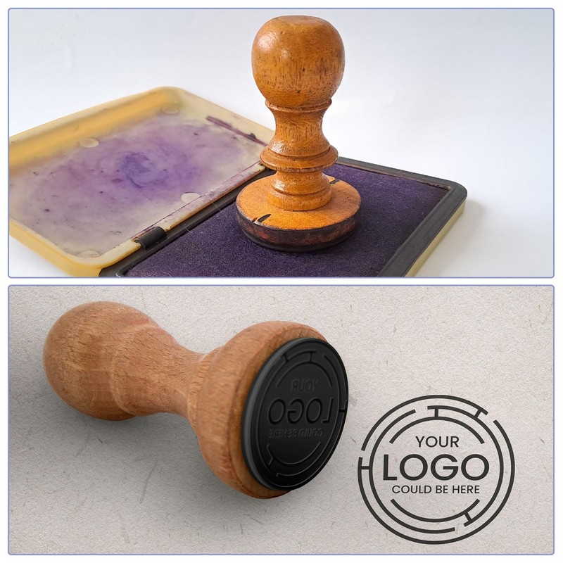 PATIKIL 40mm Stamp Wood Round Handle, 4 Pack Wooden Knobs