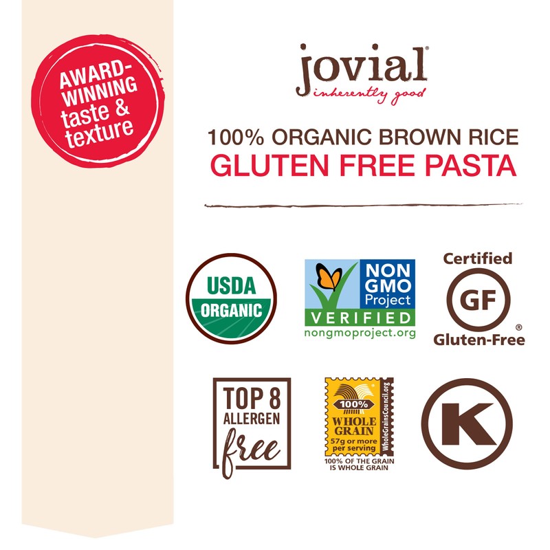 Jovial 100% Organic Gluten Free Brown Rice Pasta, Elbows, 4