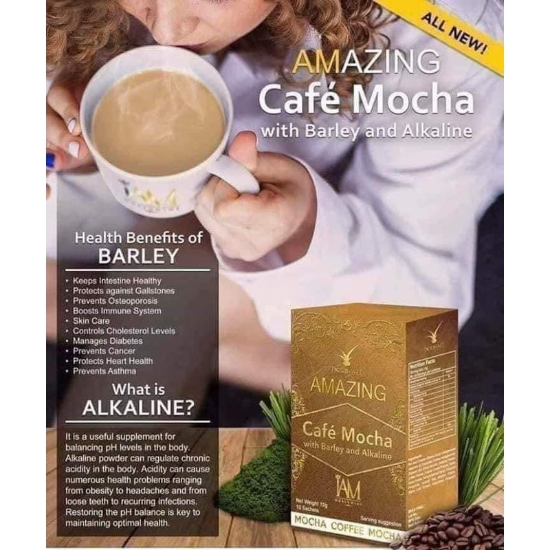 IAM WORLDWIDE AMAZING CAFE LATTE WITH BARLEY & ALKALINE (CAFE