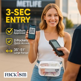 Packism Clear Fanny Pack Stadium Approved - Clear Belt Bag for Women Men Plus Size Transparent Waist Bag with Adjustable Strap for Concerts, Sporting Events - Pink