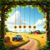 5Pcs Cozy Hoome Cozy Home Sunflower,Sunnyvibe Ornaments for Car,Creative Rocking